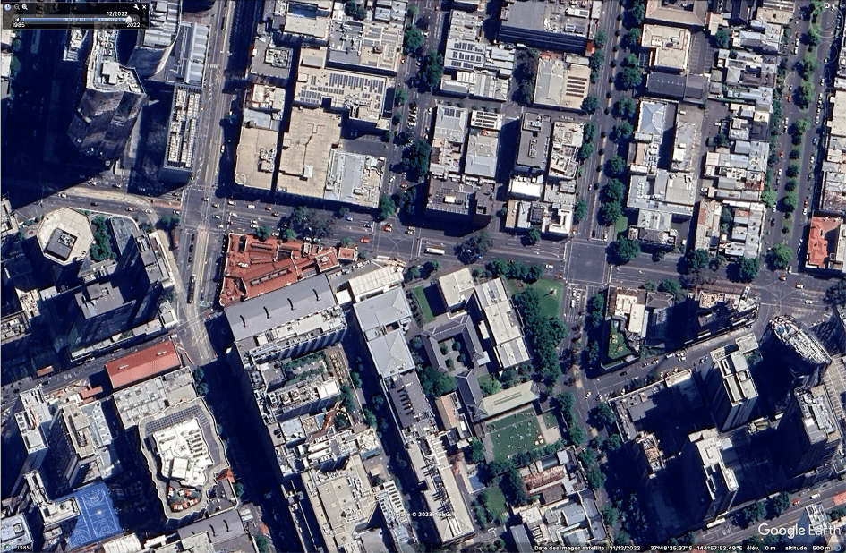 Capture d'écran de Google Earth sur la parcelle concernée par l'expérimentation à Melbourne