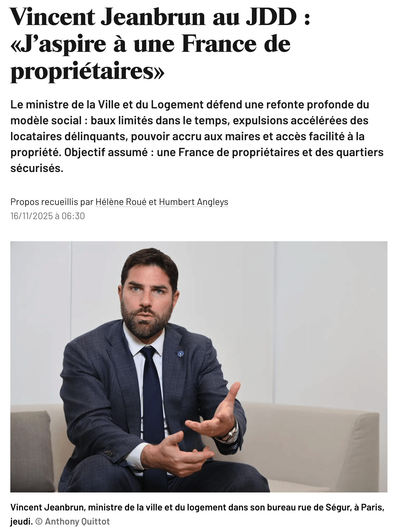  « J’aspire à une France de propriétaire »