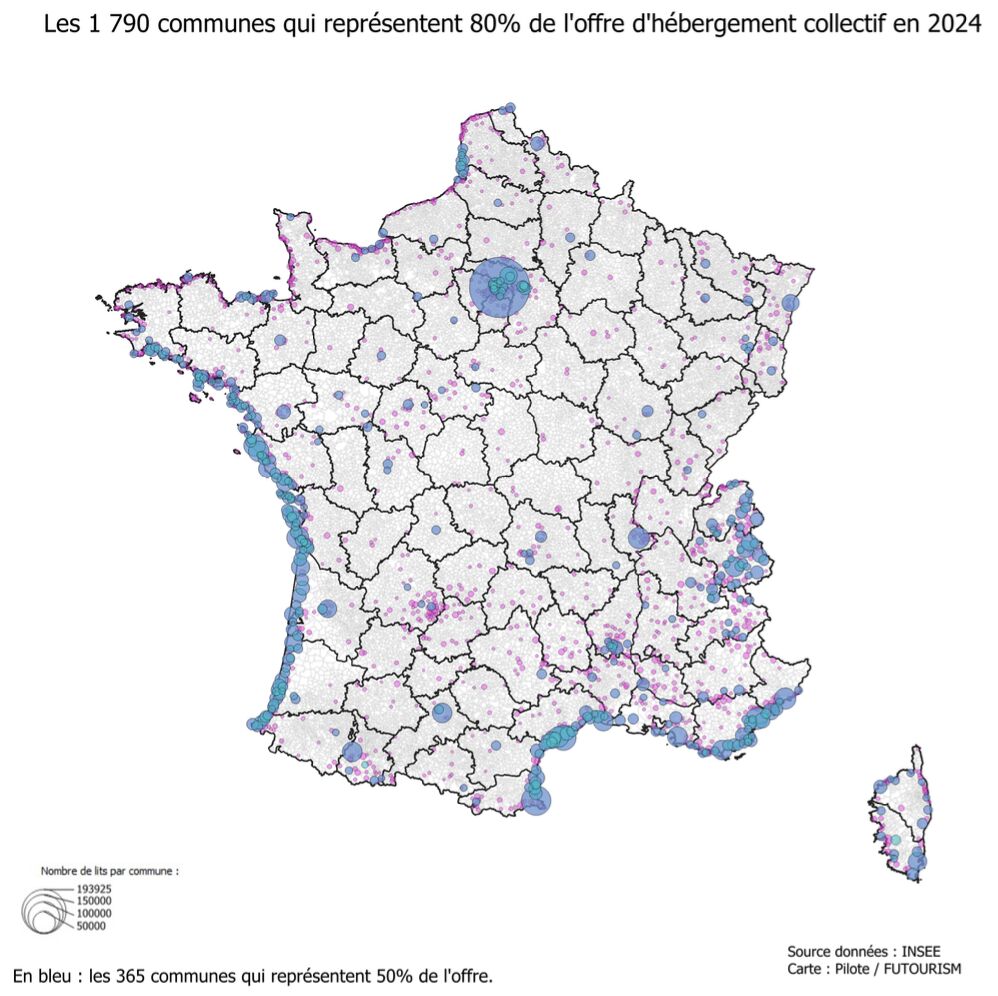 50&nbsp;% des hébergements marchands du tourisme français sont situés dans 1&nbsp;% des communes