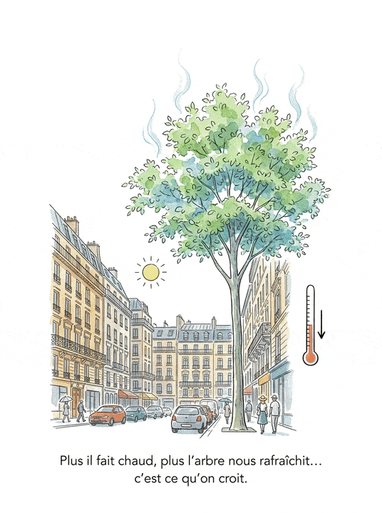 Stress hydrique, canicule&nbsp;: quand l&rsquo;arbre choisit de se sauver plutôt que de nous rafraîchir