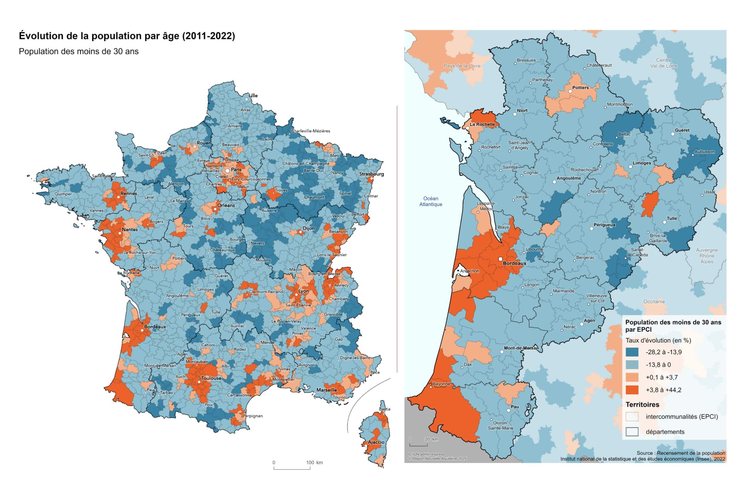 Les territoires qui voient leur population de jeunes augmenter sont rares