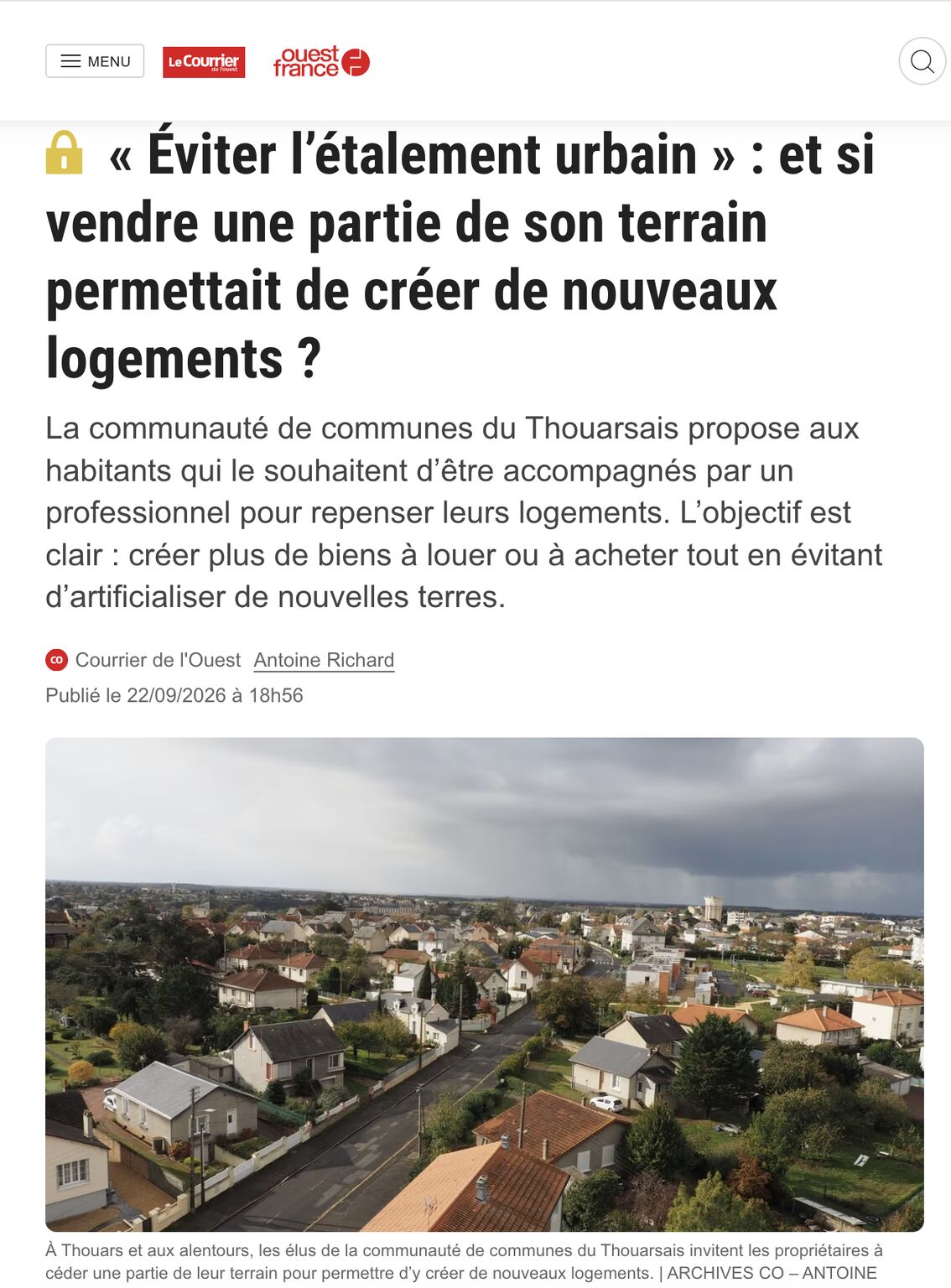 ZAN et crise du logement : le pari du Thouarsais